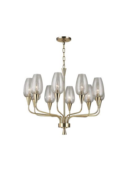Longmont 10-Light Chandelier in Aged Brass.